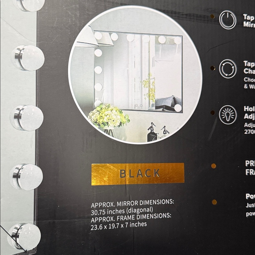 Impressions Hollywood Tritone Plus LED Vanity Mirror - Black - Picture 3 of 3